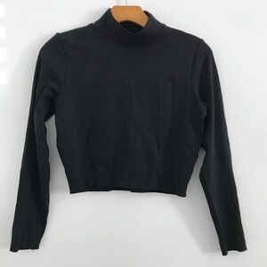 NIKE YOGA CROP TOP BLACK CREW NECK PULLOVER FITNESS SHIRT WOMENS MEDIUM